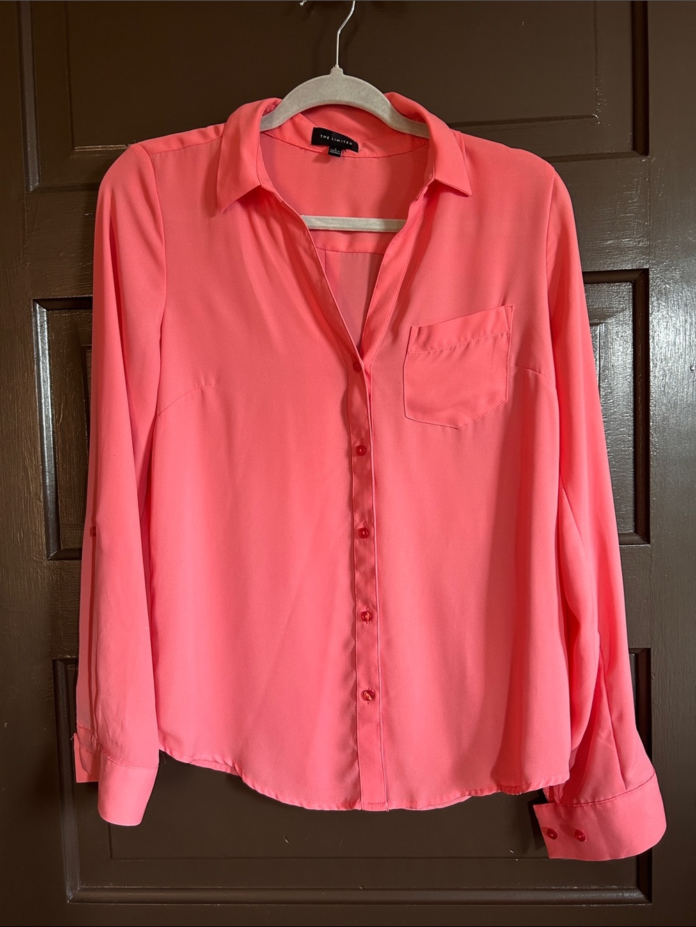The Limited Coral Button-Front Blouse